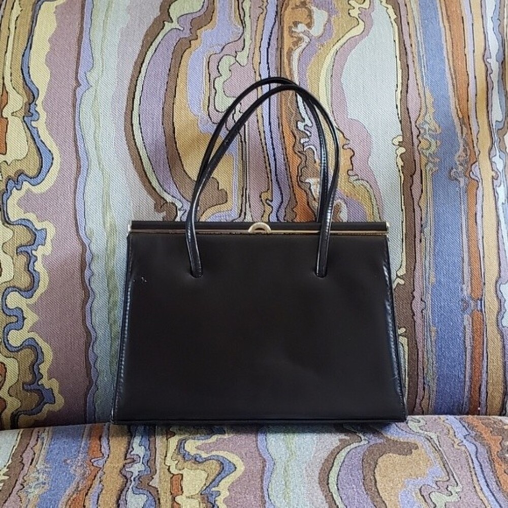 Vintage Ackery London Made in England Black Leather Handbag - Picture 2 of 14